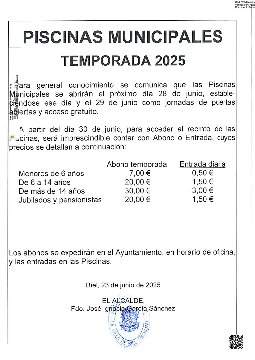 Piscinas Municipales 2025