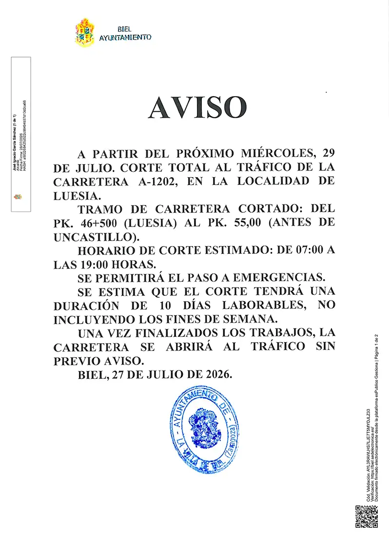 corte carretera